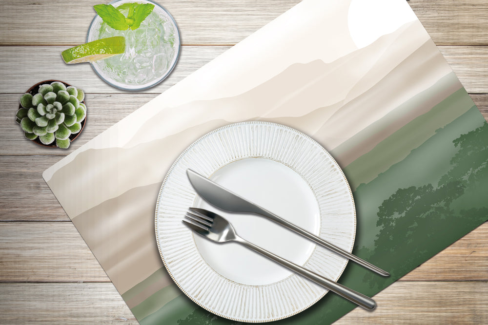 Set de table nomade avec range couvert attrappe rêves/vert